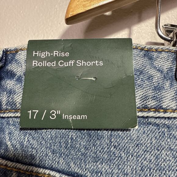 Wild Fable Shorts High-Rise Rolled Cuff Denim Size 17R Blue Jean Raw Hem - Picture 3 of 8